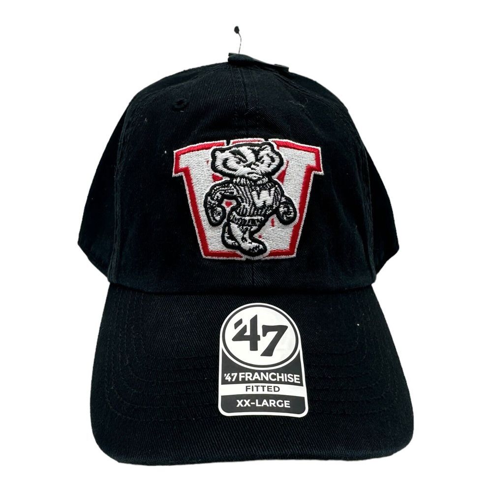 '47 Brand Wisconsin Badgers NCAA Franchise Fitted Black Dad Hat Cap Size XXL NWT